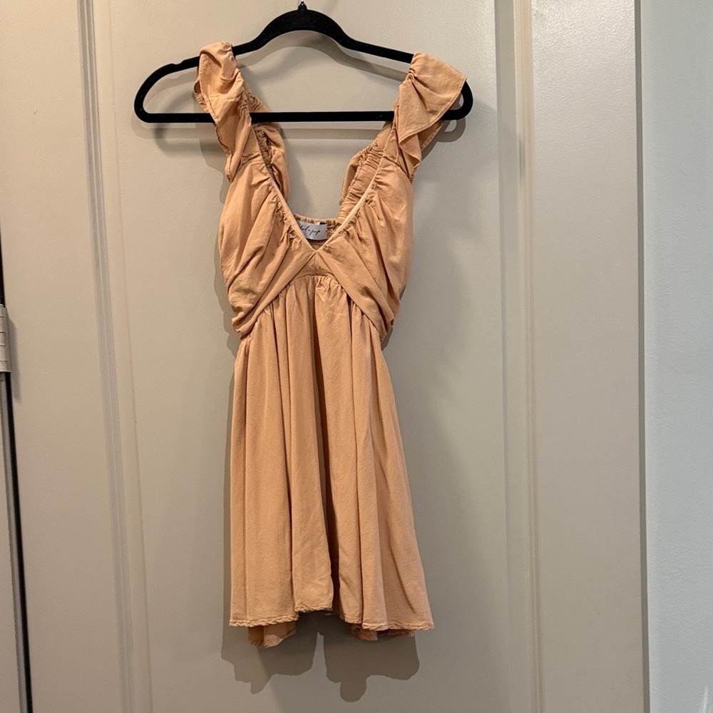 Petal & Pup Peach Mini Dress with Ruffles